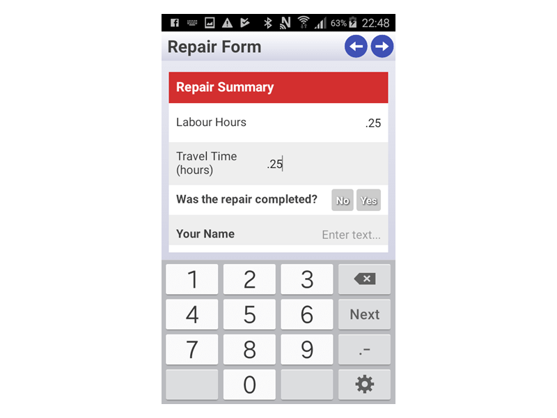 Mobile form numeric entry