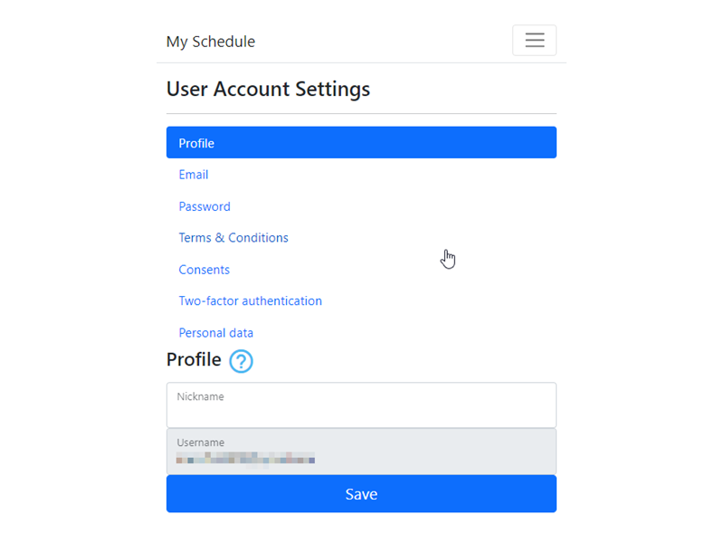 User account settings